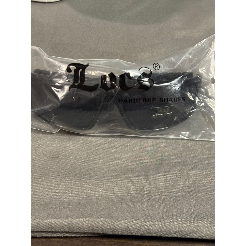 Locs Hardcore Shades Black Rectangular Wrap Sunglasses Silver Logo UV400 UV A/B - Picture 8 of 8